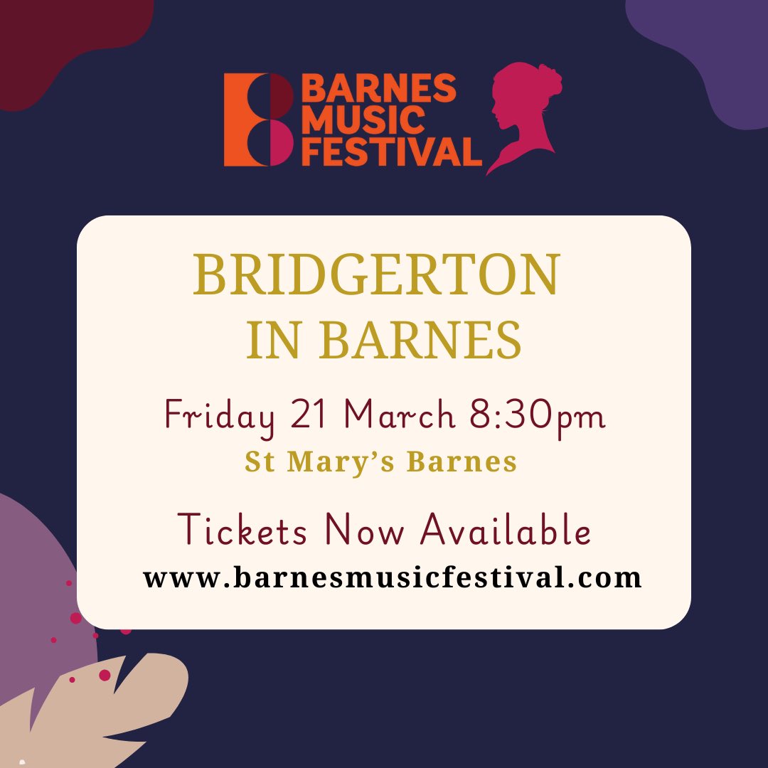 Dearest Reader,

It seems the Ton is all aflutter, for the event of the season is upon us! 💫✨

Join us for an evening of romance, intrigue, and exquisite music as Barnes Music Festival presents Bridgerton in Barnes. 🎻

📍 Fri 21 March 8.30pm St Mary’s, Barnes
