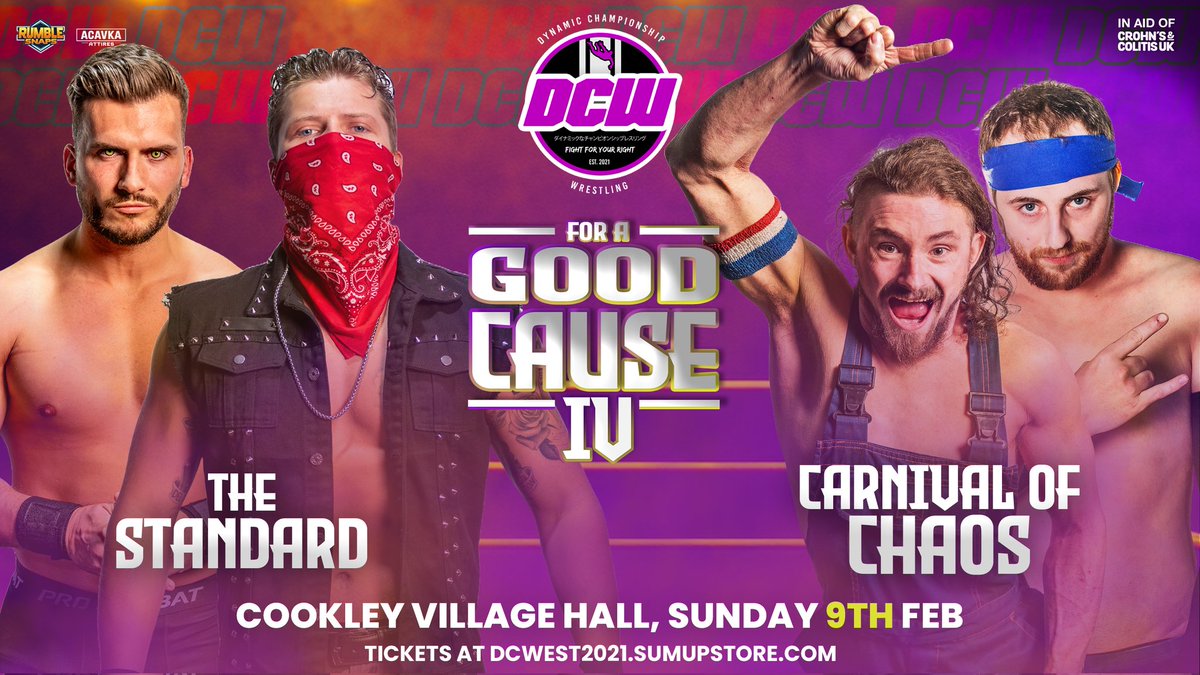 ‼️MATCH ANNOUNCEMENT‼️

Rey Connors and Romulus will take on the team of Danny Sky and The Ring Gremlin at #FORAGOODCAUSE4 this Sunday at Cookley Village Hall in Tag Team action!!

🎟 dcwest2021.sumupstore.com