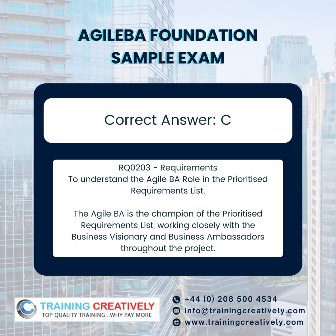 traincreatively's tweet image. 🌙 Late-Night Agile Challenge! 🌙

Before you call it a night, let’s see if you can tackle this AgileBA exam question! 🧠✨

📸 Swipe to reveal the correct answer and explanation!

#AgileBA #AgileBusinessAnalysis #BrainTeaser #ChallengeAccepted
