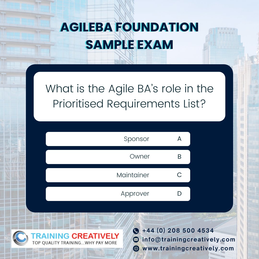 traincreatively's tweet image. 🌙 Late-Night Agile Challenge! 🌙

Before you call it a night, let’s see if you can tackle this AgileBA exam question! 🧠✨

📸 Swipe to reveal the correct answer and explanation!

#AgileBA #AgileBusinessAnalysis #BrainTeaser #ChallengeAccepted
