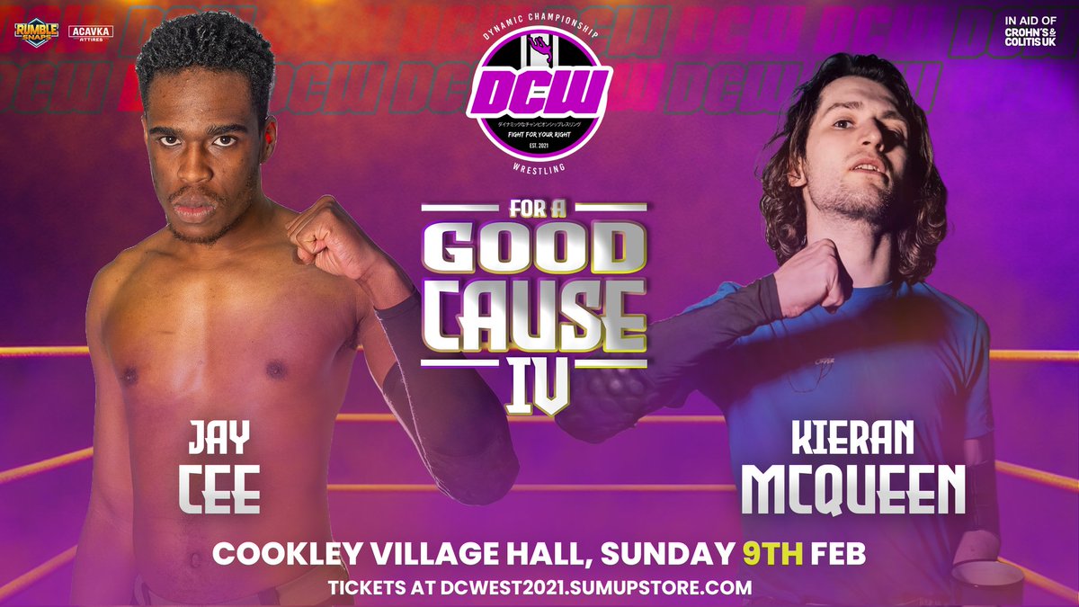 ‼️MATCH ANNOUNCEMENT‼️

The Last King Standing <a href="/JayCeeWrestler/">Josh (Jay Cee)</a> faces <a href="/KieranMcQueenPW/">'Matchday' Kieran McQueen</a> at #FORAGOODCAUSE4 this Sunday at Cookley Village Hall after both wrestlers had stand out years in DCW!!

🎟 dcwest2021.sumupstore.com