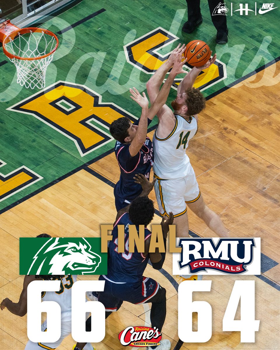 THAT'S A RAIDER WIN!!!
Wright State 66, RMU 64

Raiders close the win on a 10-0 run, taking the lead for good on Andrew Welage's runner with 11 seconds remaining. Brandon Noel's 17pts leads 9 Raiders in the scoring &amp; rebounding columns. 
#RaiderUP | #RaiderFamily
