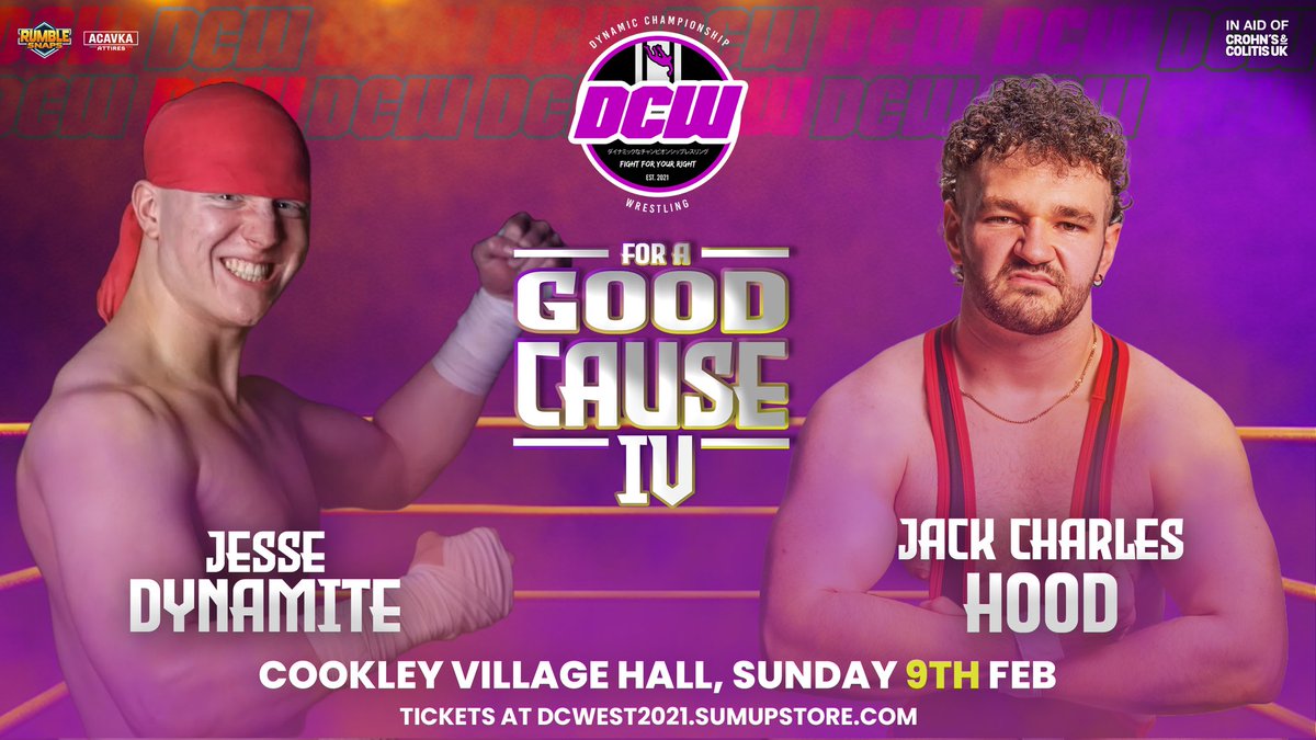 ‼️MATCH ANNOUNCEMENT‼️

The DCW 2025 Wrestler of the Year Jesse Dynamite faces a huge challenge in his first DCW match of 2025 when he faces the debuting Jack Charles Hood at #FORAGOODCAUSE4 this Sunday at Cookley Village Hall!!

🎟 dcwest2021.sumupstore.com
