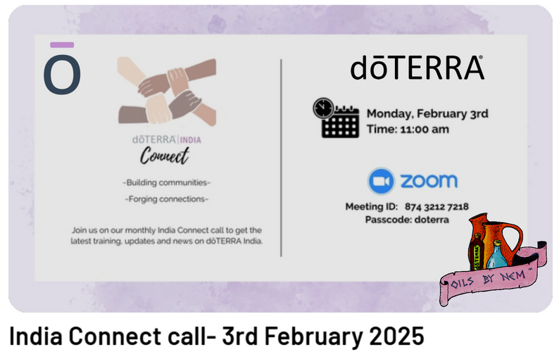 India Connect Call - 3rd February 2025
Dear India,

You are cordially invited to join the Call on Zoom.
Date: Monday, 3rd February Time: 11:00 AM

Use this link to join:
us06web.zoom.us/j/87432127218?… 
#OilsByNem #EssentialOils #cptg #Wellness #EssentialOilsIndia #Oils4Life #OilUp~!