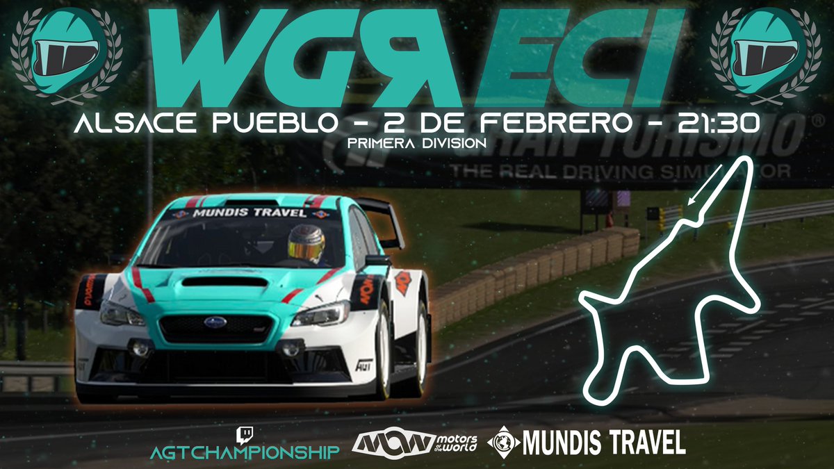 AGT Championship (@agtchampionship) on Twitter photo 🏁Hoy es día de carrera🏁
Domingo, 2 de febrero
🕥 21:30
👤 Host: AGT_VittorioPost <a href="/Vittorio_Post/">Denes / Vittorio_Post</a>
🎤 Casters: AGT_Kenzaburo <a href="/Kenzaburo_GT/">Juanjo Gianna</a> AGT_VittorioPost
➡️ Patrocinadores:
- <a href="/MotorsWorld/">mow.club</a>
- #mundistravel
🖥 Twitch: AGTCHAMPIONSHIP
🏆 WGR - Edición ECI 1°División
Esto empieza 🏁Hoy es día de carrera🏁
Domingo, 2 de febrero
🕥 21:30
👤 Host: AGT_VittorioPost <a href="/Vittorio_Post/">Denes / Vittorio_Post</a>
🎤 Casters: AGT_Kenzaburo <a href="/Kenzaburo_GT/">Juanjo Gianna</a> AGT_VittorioPost
➡️ Patrocinadores:
- <a href="/MotorsWorld/">mow.club</a>
- #mundistravel
🖥 Twitch: AGTCHAMPIONSHIP
🏆 WGR - Edición ECI 1°División
Esto empieza