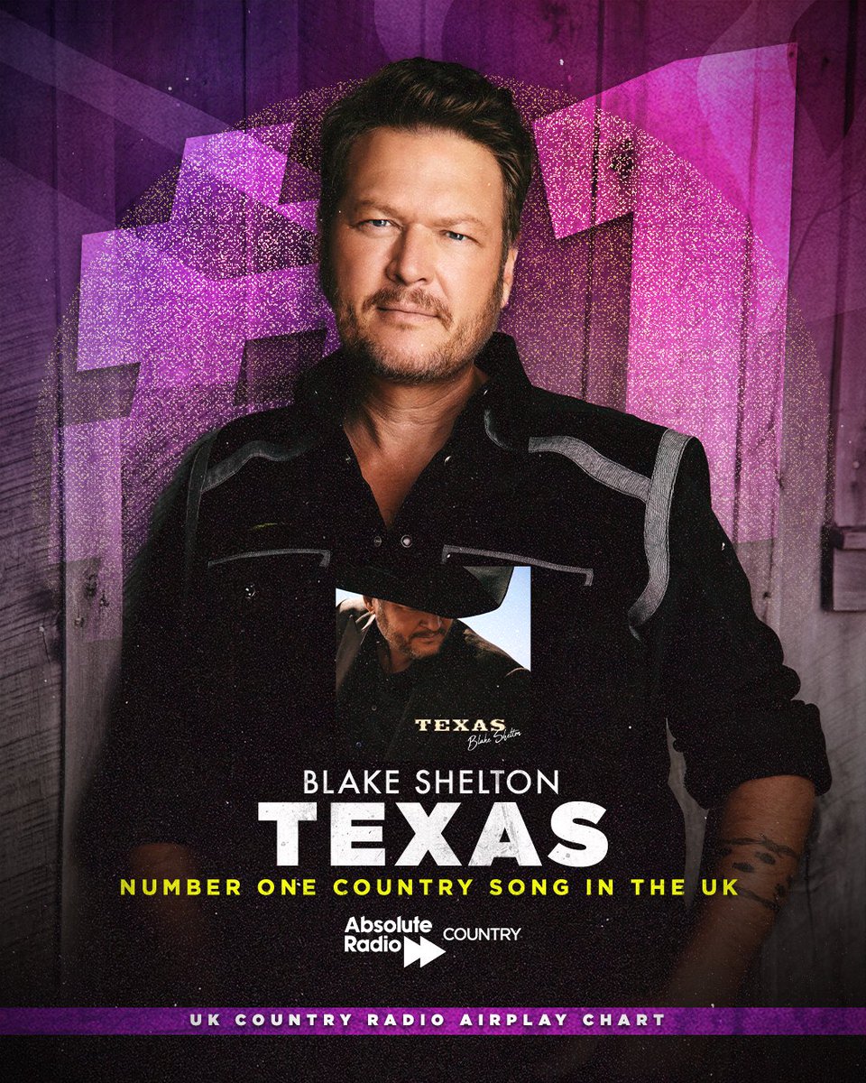 ARCountry's tweet image. Congratulations to @BlakeShelton who has scored his first ever No. 1 on the UK Country Radio Airplay Chart with "Texas". 🙌🇬🇧