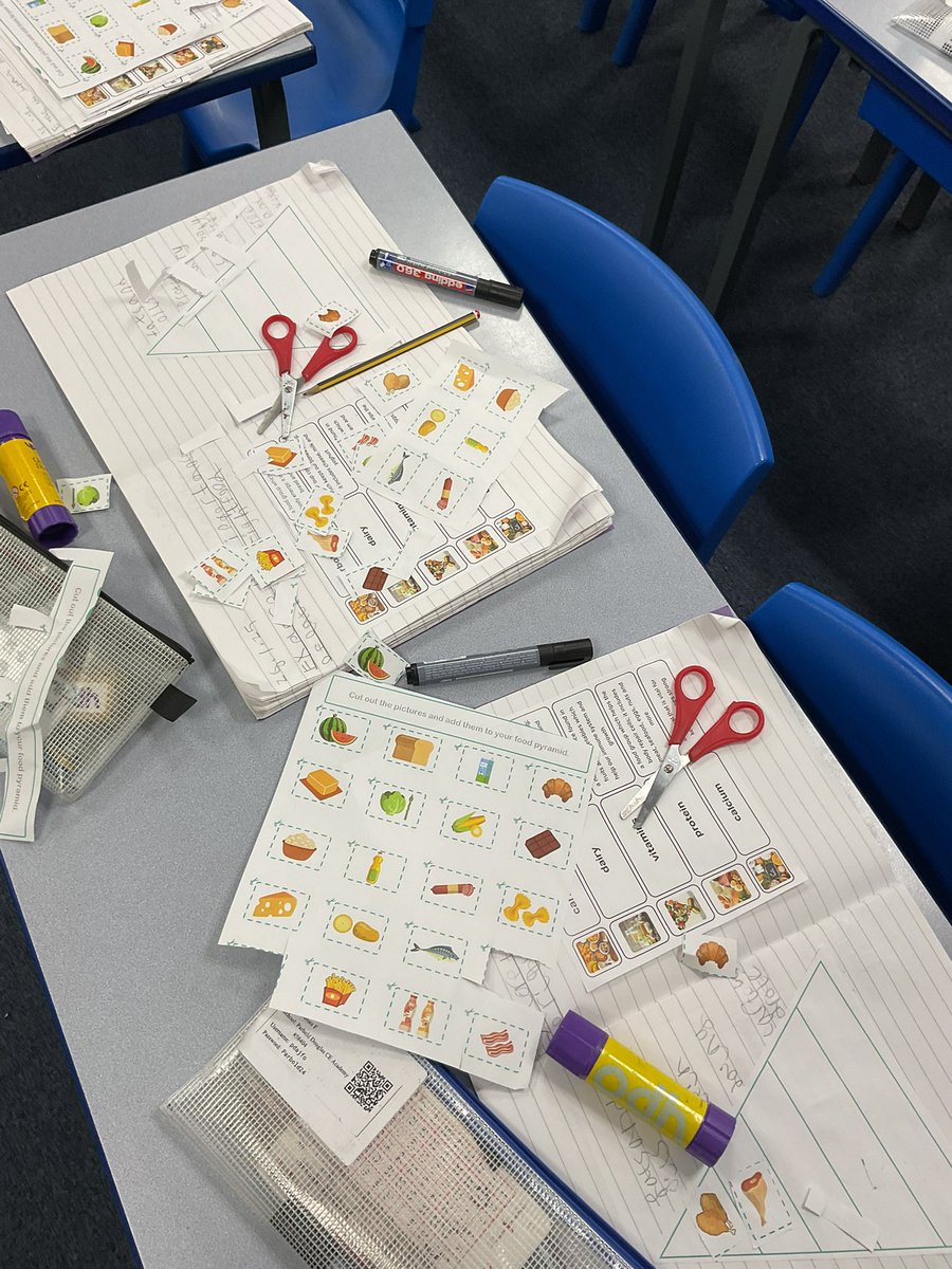 PDA_Y2's tweet image. Creating our food group pyramid in #pdascience.