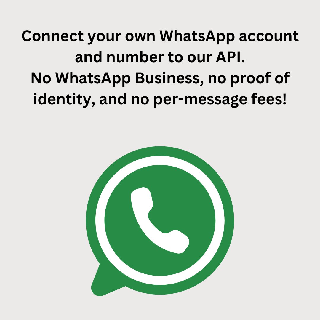 smsmobileapi's tweet image. Connect your own WhatsApp account and number to our API.
No WhatsApp Business, no proof of identity, and no per-message fees!
#WhatsApp #WhatsAppAPI #SMSMobileAPI #SMSGateway #MobileAutomation #SMSMarketing #BusinessSolutions #TechInnovation #GooglePlayApp #MobileMarketing