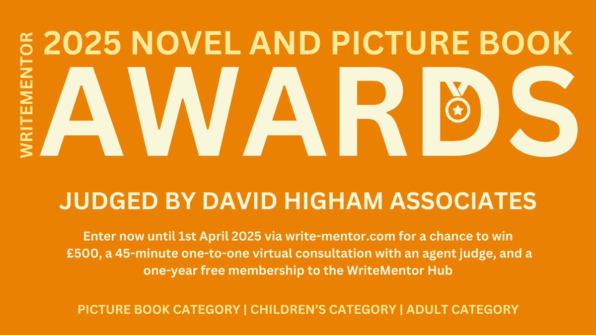 WriteMentor (@writementor) on Twitter photo The 2025 WriteMentor Novel Awards are now open for entries of adult fiction, judged by <a href="/DHAbooks/">David Higham Books</a> agent <a href="/maddalenacav/">Maddalena Cavaciuti</a>. Enter now for a chance to win £500 & a 45-minute 1-2-1 virtual consultation with Maddalena about your book: bit.ly/3PzYeoE The 2025 WriteMentor Novel Awards are now open for entries of adult fiction, judged by <a href="/DHAbooks/">David Higham Books</a> agent <a href="/maddalenacav/">Maddalena Cavaciuti</a>. Enter now for a chance to win £500 & a 45-minute 1-2-1 virtual consultation with Maddalena about your book: bit.ly/3PzYeoE