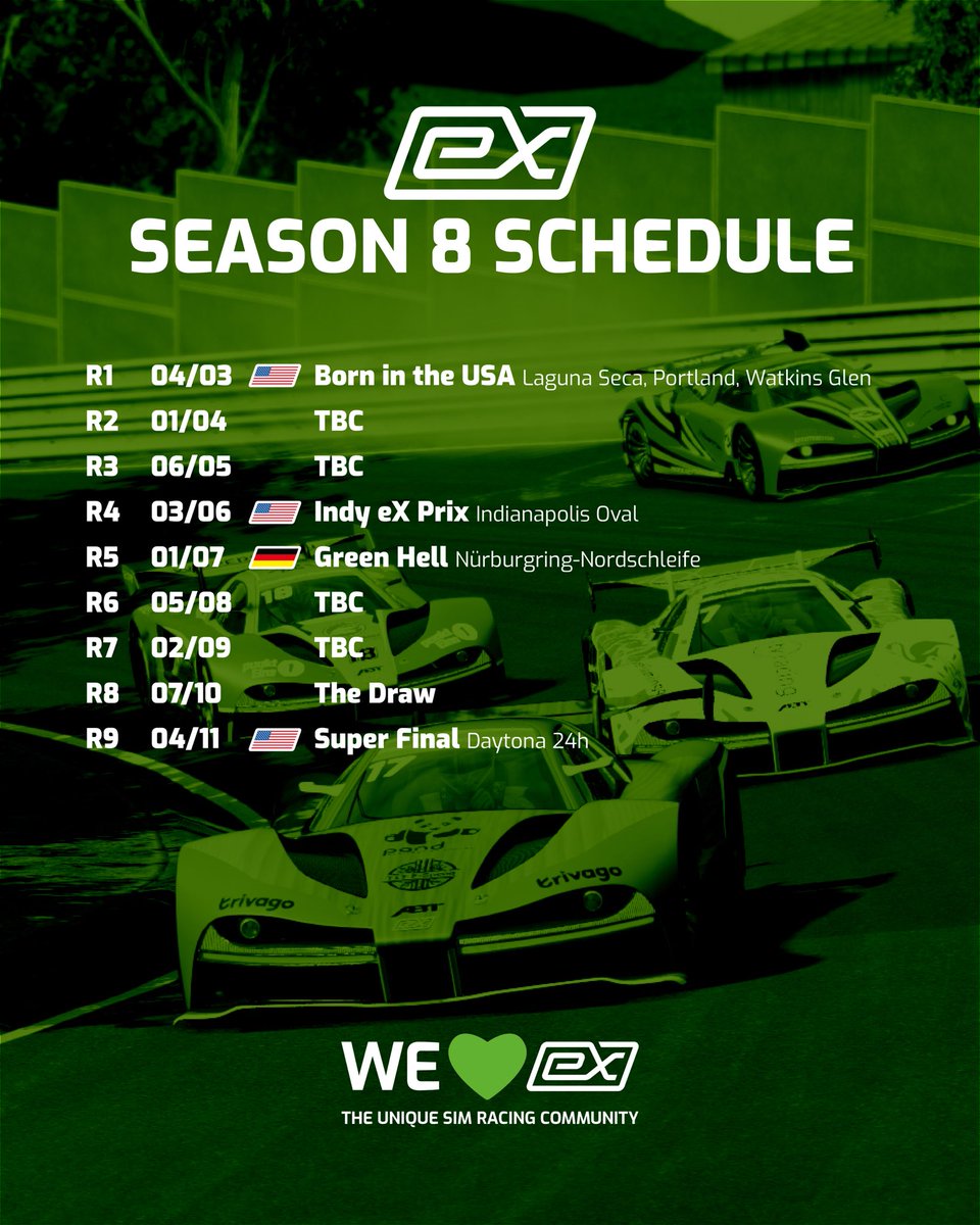 World eX (@rccoworldex) on Twitter photo Season 8 of World eX will start on March 4 and <a href="/DAYTONA/">Daytona International Speedway</a> has been selected as the venue for our Super Final this year.
We💚eX – the unique sim racing community
⚡️🌎 #SimRacing #RacingForTheClimate #WorldeX Season 8 of World eX will start on March 4 and <a href="/DAYTONA/">Daytona International Speedway</a> has been selected as the venue for our Super Final this year.
We💚eX – the unique sim racing community
⚡️🌎 #SimRacing #RacingForTheClimate #WorldeX