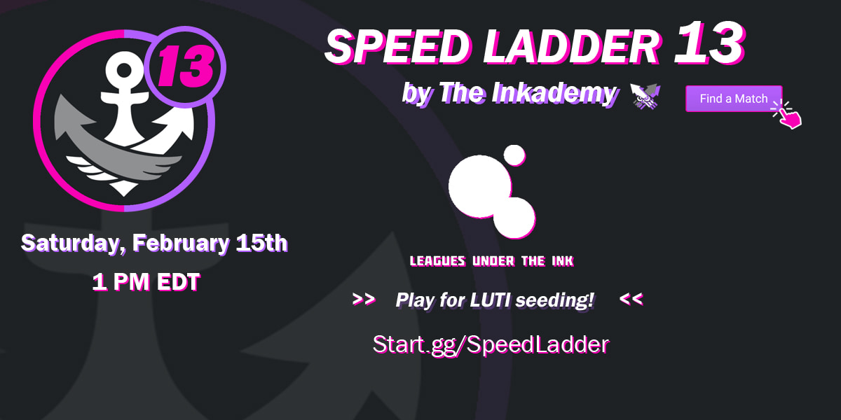 Speed Ladder's back!

3 hours of back-to-back sets with minimal downtime.

LUTI participants can also play for LUTI seeding!

February 15th
1 PM EDT
7 PM CEST
Start.gg/SpeedLadder
bit.ly/DLUTI
