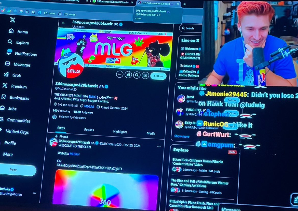 AltcoinMarksman's tweet photo. - $MLG will x10, here is why.

- FaZe Banks supporting and holding.
- XQc, Adin Ross endorsement incoming.
- Major crypto influencers are calling it the gem of 2025, and there holding it.
- 25K holders and growing.
- Daily volume off the charts.
- Has more engagements than any other competitor that has x2-5 more in marketcap.
- Under 100m, healthy and good for an up side.
- The only and  #Memecoin for gamers.
- Every other streamer and gamer will buy MLG it is only a matter of time, watch. 

#memecoins #cod $ufd
