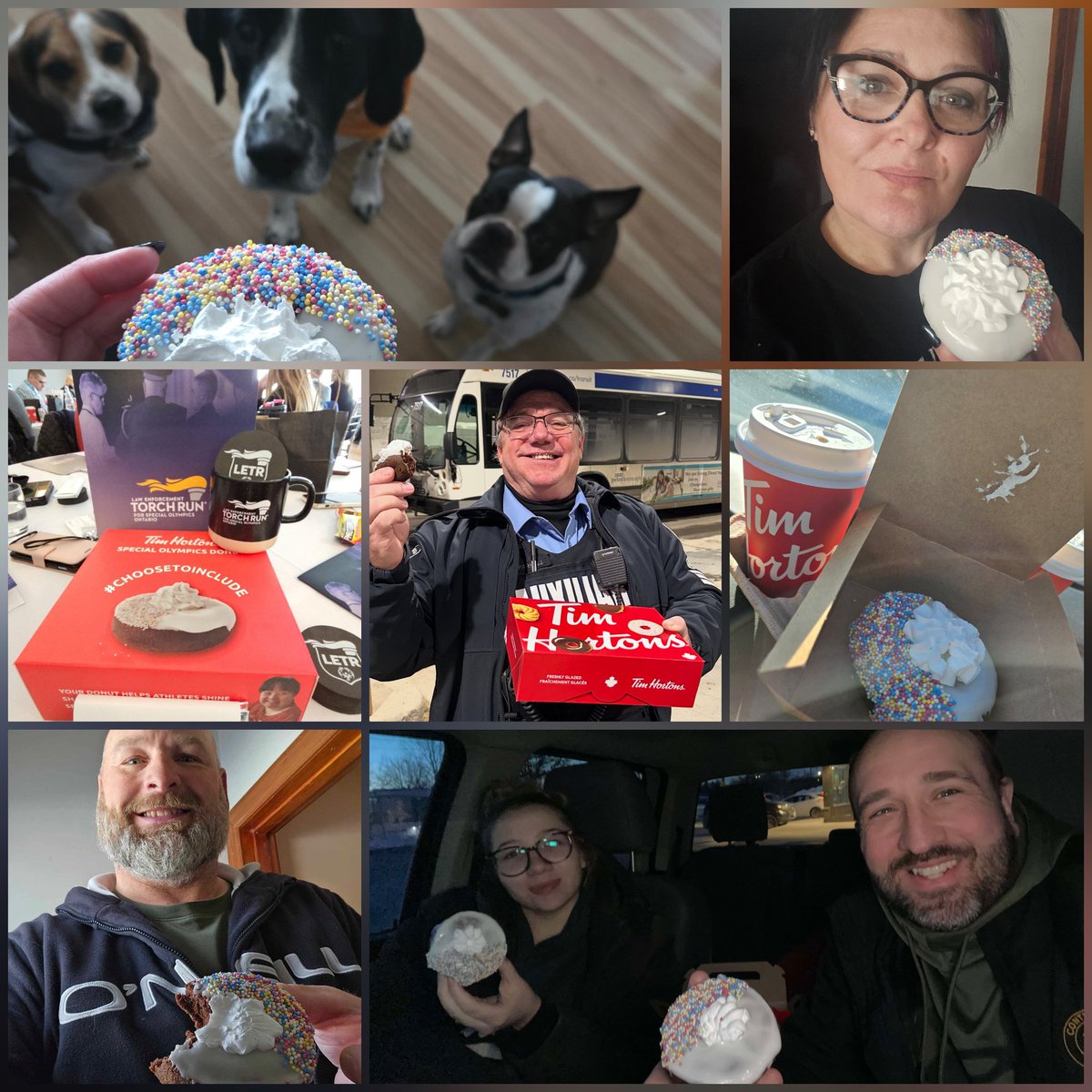 ☆ LAST DAY ☆
Last day to grab your Special Olympics Donut from @timhortons with 100% of proceeds going to the Special Olympics Althetes/Programs.
Just a few of our Auxiliaries and family enjoying their delicious Donut! 
#ChooseToInclude
 #PPS #specialolympicscanada @timhortons