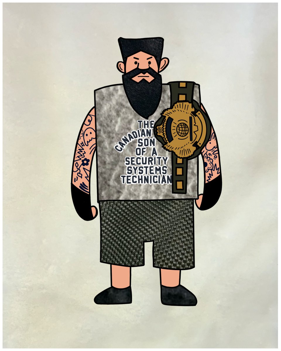 dwenie's tweet photo. It didn't work out for the REAL world champion at the #RoyalRumble, but @FightOwensFight's shirt game against @CodyRhodes needed to be drawn. @WWE

Sidenote, I tried something new, by using photos of fabric around the house for the background, KO's hair, shirt, pants and shoes. https://t.co/VpK0I0t7at