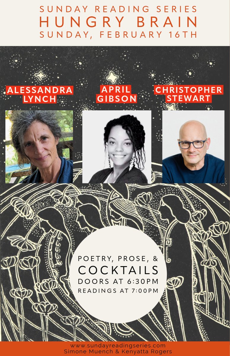 Sunday Reading Series (@hb_sundayseries) on Twitter photo Join Kenyatta Rogers & Simone Muench at <a href="/HungryBrainChi/">Hungry Brain</a> this February to see April Gibson, Christopher Stewart, and Alessandra Lynch! Join Kenyatta Rogers & Simone Muench at <a href="/HungryBrainChi/">Hungry Brain</a> this February to see April Gibson, Christopher Stewart, and Alessandra Lynch!