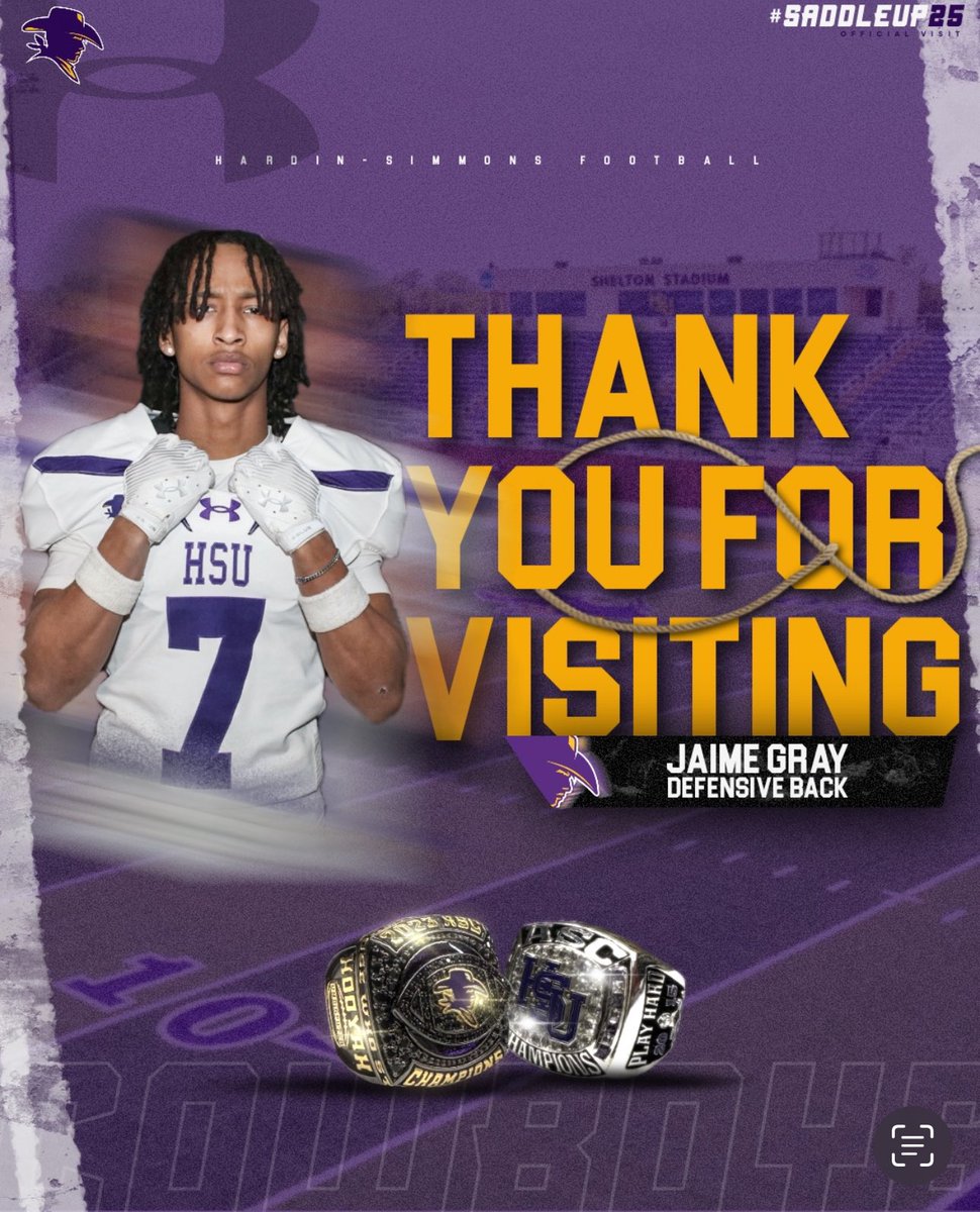 Jaime Gray (@cheeeto_7) on Twitter photo Huge thank you to <a href="/HSUCowboys/">Hardin-Simmons Cowboy Football</a>, <a href="/CoachRizzi/">Gabe Rizzi</a>, <a href="/CoachCraigNeece/">Craig Neece</a> for giving me the opportunity of an official visit. Had a great experience and felt welcomed. can't wait for the future! #AGTG #CowboyUp Huge thank you to <a href="/HSUCowboys/">Hardin-Simmons Cowboy Football</a>, <a href="/CoachRizzi/">Gabe Rizzi</a>, <a href="/CoachCraigNeece/">Craig Neece</a> for giving me the opportunity of an official visit. Had a great experience and felt welcomed. can't wait for the future! #AGTG #CowboyUp