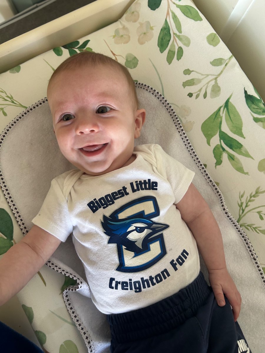 REPORT:

After a solid morning nap and noon bottle, Harrison’s status has been upgraded from “probable” to “active” as an attendee for the Creighton Women’s Basketball. This will be his basketball game debut.

#GoJays