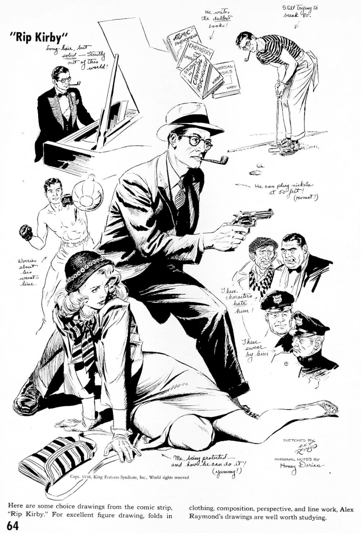 KevinWolffart's tweet photo. #AlexRaymond from "The Complete Guide to Professional Cartooning" by Gene Byrnes 1950 https://t.co/ucfJ4dIJOh