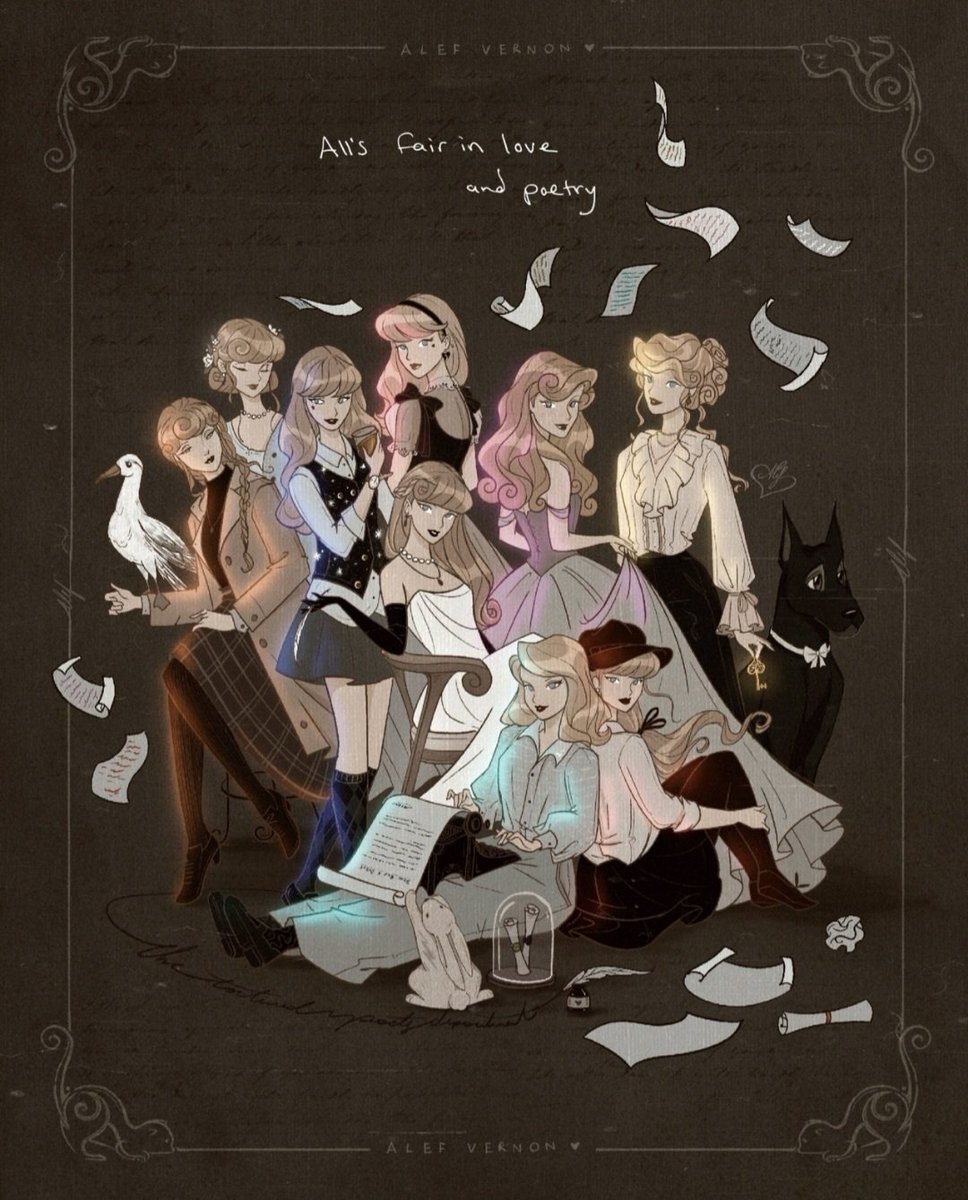 All the sisters are in the TTPD aesthetic to celebrate Poet's grammy day! 🤍📜✨️