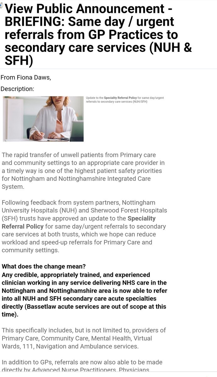 mjrsimmonds's tweet image. Change in UEC admission policy across Notts ICB, recognising changes in world &amp;amp; workforce of Primary Care.

40% of all NUH urgent admissions are redirected away from ED before they reach the hospital, so communication routes need to be open &amp;amp; effective. 

teamnet.clarity.co.uk/Announcements/…