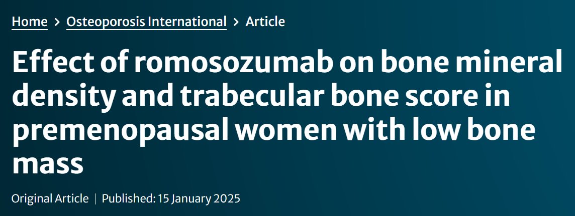 doctorneyro's tweet photo. We demonstrated #romosozumab’s efficacy in #BMD increment in #premenopausal #women.
#Romo may be a potential #treatment option for #PreMp with low #bonemass, regardless of #etiologies, although further research on #fracturerisk reduction is warranted.
https://t.co/w2oNKNsq3O https://t.co/euWrukMVEJ