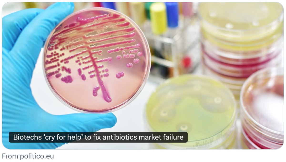 Richard H. Ebright (@r_h_ebright) on Twitter photo With a broken market for antibacterial drugs, each ***success*** in developing a new antibacterial drug effective against bacteria resistant to current drugs ***loses*** its developers, and their investors, an average of $50 million. With a broken market for antibacterial drugs, each ***success*** in developing a new antibacterial drug effective against bacteria resistant to current drugs ***loses*** its developers, and their investors, an average of $50 million.