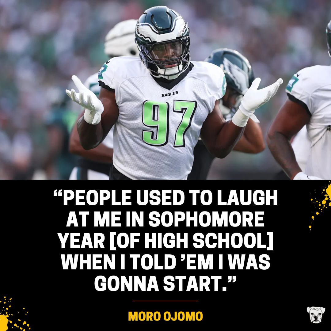 Moro Ojomo didn't even try out for the football team in his freshman year of high school.

But after the coach convinced him, he decided to give football a shot.

“Freshman team backup,” Ojomo said.

“Freshman B-team backup. The fourth guy in my position.”

The next season, he