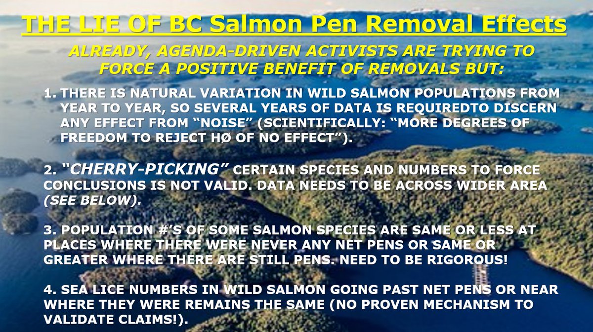 HughMMitchell's tweet image. Sunday Morning Musings: A boldface lie. No other way to state it. There is NO relation between wild salmon populations and net pens. None. And they also don&apos;t kill baby orcas (that one takes the cake!). Cut it out!  #aquaculture #salmon #nofarmsnofood