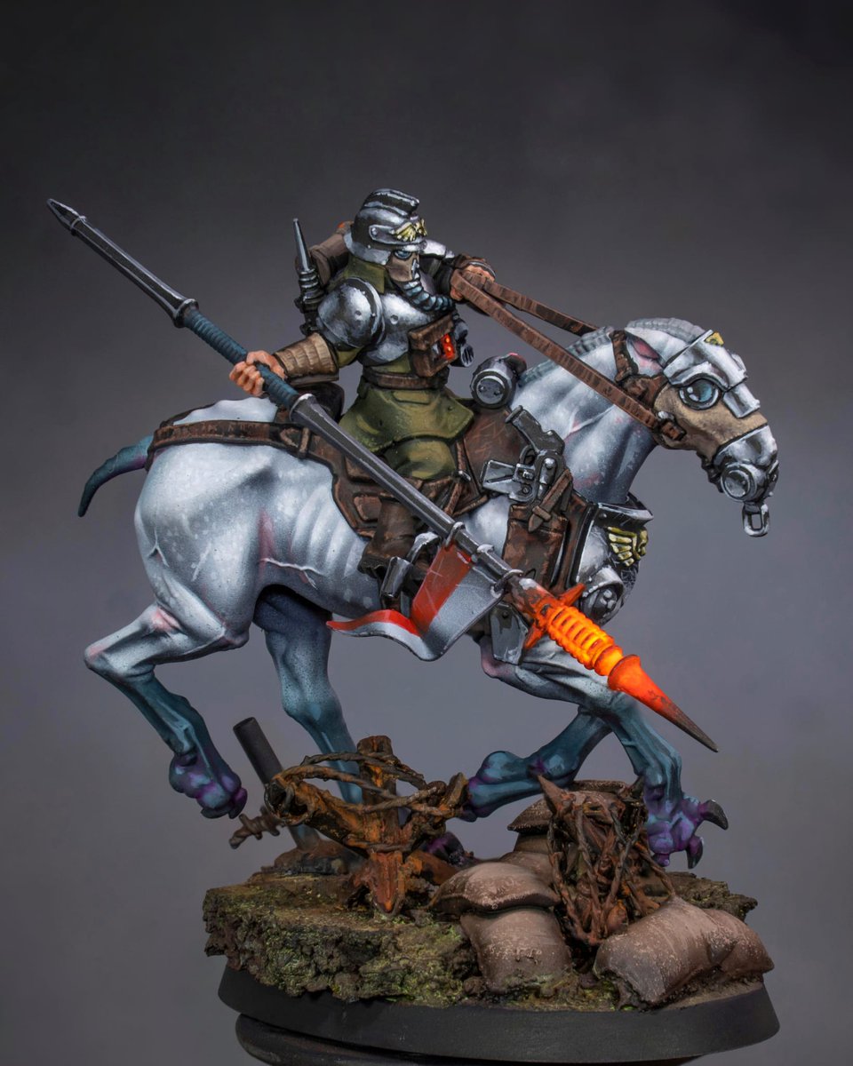 theminiaturista's tweet photo. Cadia is calling for help! And Krieg will answer! I changed the color scheme of the uniform i think this color matches the ground and separates the rider from the horse. Maybe this scheme could be called the Shinny Marshalls.
The painting guide will be available next week https://t.co/MGmYS2V1oW