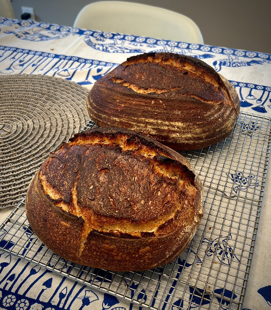 There are amazingly talented bakers out there with complicated techniques that they pull off perfectly, but I still get my best results with good ingredients, a strong starter, and Jim Lahey’s magical process with minimal handling, small inoculation, and time thx <a href="/jimlaheySSB/">Jim Lahey</a>