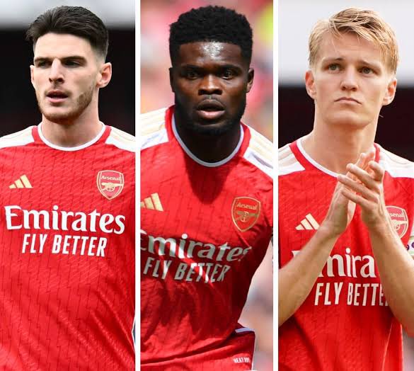 slay_jimmy's tweet photo. Arsenal has never lost a game with Rice, Partey &amp; Odegaard starting in midfield together https://t.co/EAULd1xdOL