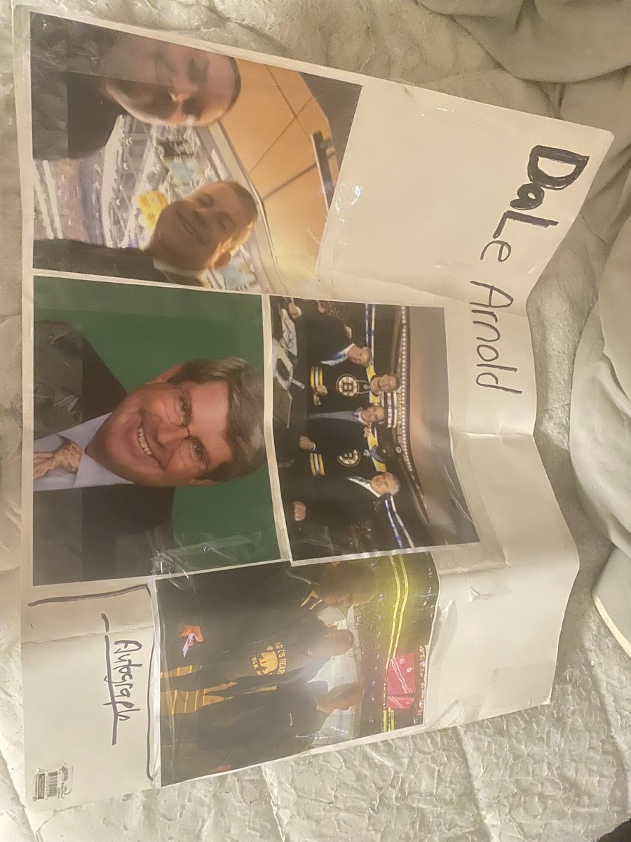Hi Mr <a href="/DaleEArnold/">Dale Arnold</a> I will be attending the Boston bruins vs Florida panthers game on March 11th 2025 at TD garden ? Can we me and my friend please get a picture of you and the nesn team that night please ? Also would you be able to autograph my poster I made that night please ?