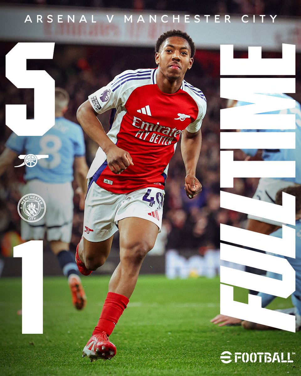 🚨 FT SCORE: 

Arsenal 5 - 1 City

#Arsenal