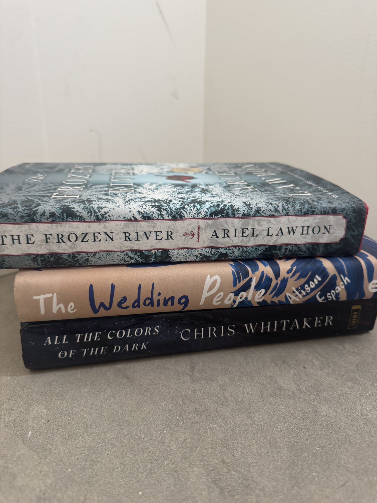 My January reads…. Loved wedding people very cute , LOVED colors of dark was so incredible n I was sobbing at the end. Wasn’t biggest fan of frozen river https://t.co/5YPpx27LQg