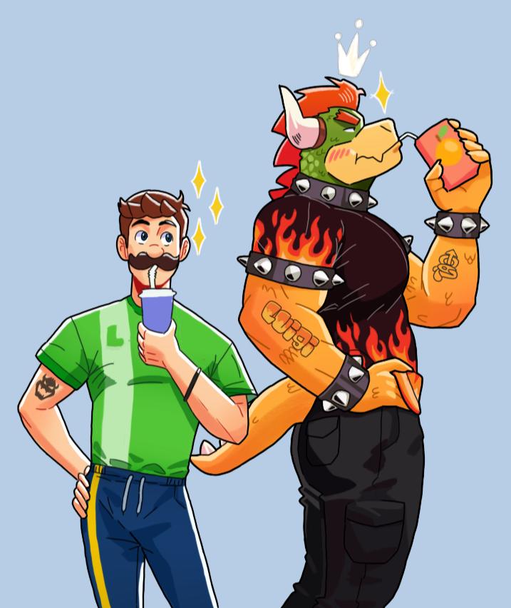 CC: Luigi le invita un jugo a Bowser y por eso se sonroja poquito.
#luigi #bowser #bowserxluigi #bowuigi #supermariobros #luigiart #bowuigiart #gayart