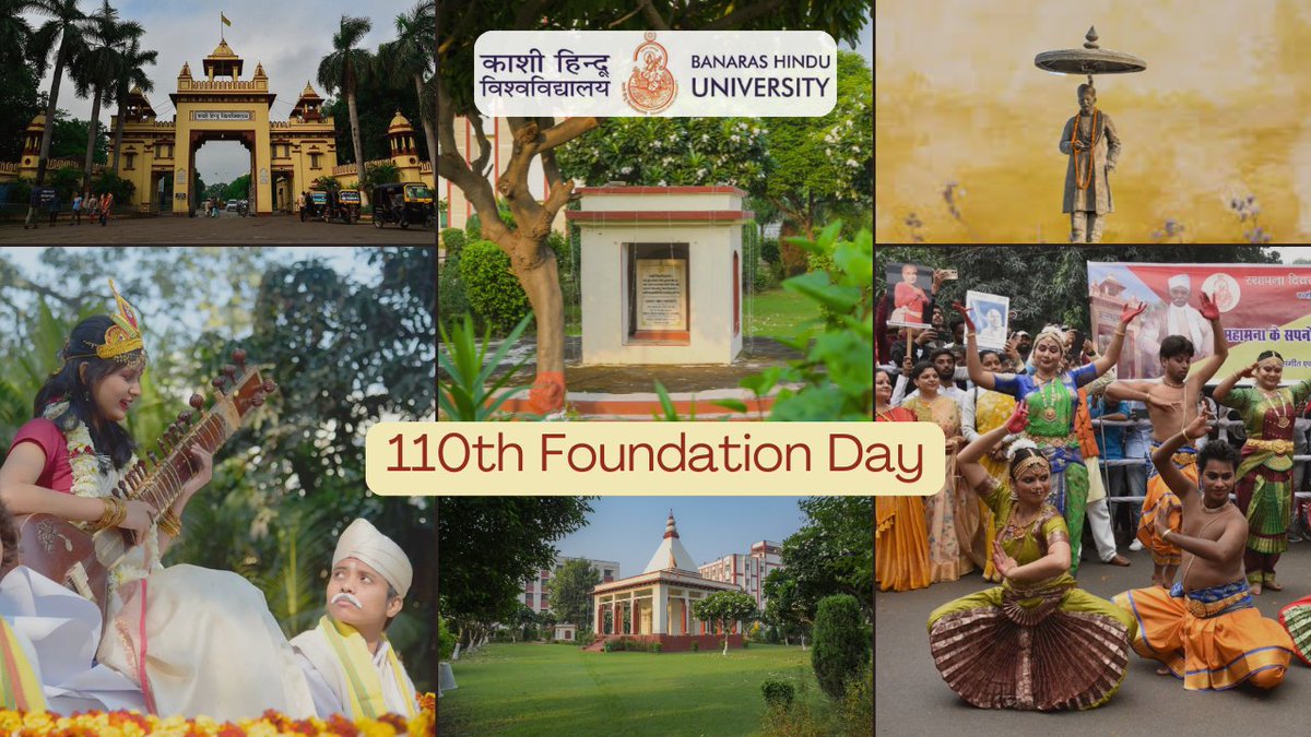 काशी हिन्दू विश्वविद्यालय के 110वें स्थापना दिवस के अवसर पर विश्वविद्यालय परिवार के सभी सदस्यों को शुभकामनाएं।

Greetings to the #BHU fraternity on the 110th Foundation Day of #BanarasHinduUniversity. 

#BasantPanchami #SaraswatiPuja #Mahamana

<a href="/VCofficeBHU/">VC-BHU</a> <a href="/registrarbhu/">REGISTRAR, BHU</a> <a href="/dsw_bhu/">Dean of Students, BHU</a>