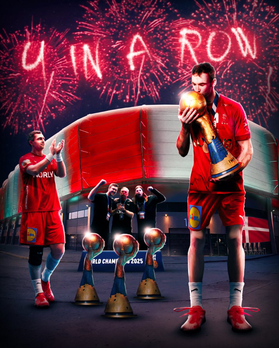 𝟰 𝗜𝗡 𝗔 𝗥𝗢𝗪 🤯🏆 Denmark are once again World Champions! 💫 One word to describe this team? 😮‍💨 

📸: <a href="/ihfhandball/">International Handball Federation</a> / <a href="/kolektiffimages/">kolektiffimages</a>