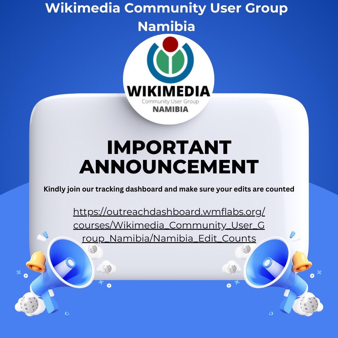 One edit at a time makes huge a difference. outreachdashboard.wmflabs.org/courses/Wikime…
#wikiusergroupnamibia
#wikipedia
#edits
