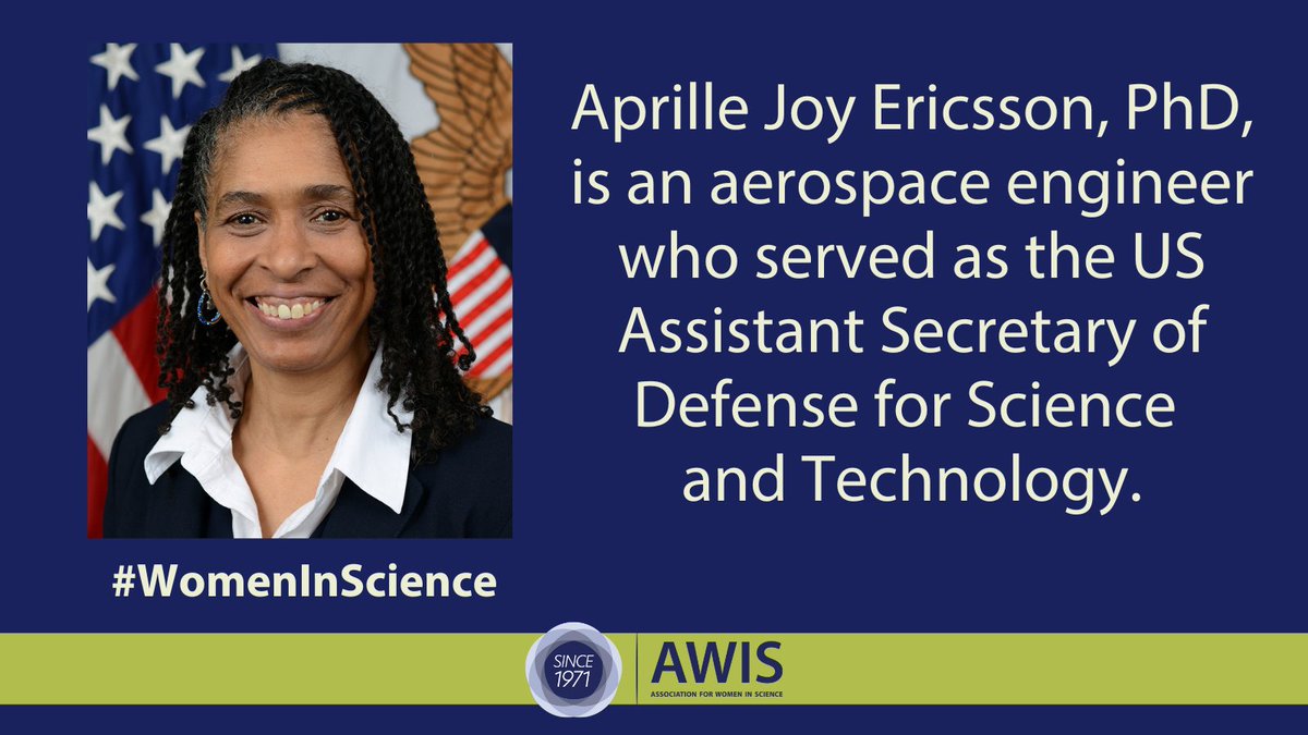 AWISNational's tweet image. Aprille Joy Ericsson, PhD, is an aerospace engineer who served as the US Assistant Secretary of Defense for Science and Technology.

awis.org/historical-wom… #WomenInScience  @HowardU @NASA #BlackHistoryMonth