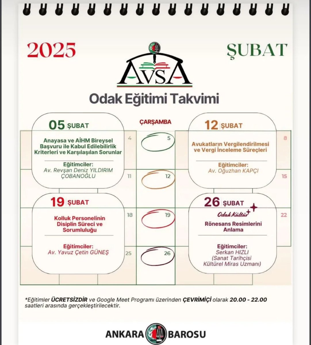 5 Şubat’ta AVSA eğitiminde AYMve AİHM’e başvuru, Rule 47, kabul edilebilirlik kriterleri, tedbir ve uygulamada sıklıkla karşılaşılan sorunları anlatacağım.

Nazik davetleri için <a href="/ankarabarosu/">Ankara Barosu</a> Başkanı <a href="/muskoroglu/">Av. Mustafa Köroğlu</a> ve ykve AVSA’ya teşekkür ederim. Çok büyük onur ve mutluluk.