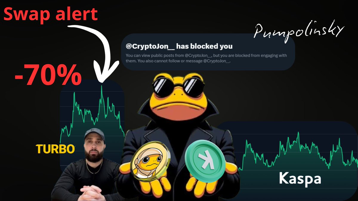 pumpolinsky's tweet photo. Well Done Crypto Jon. You rugged your own members and viewers with swapping #Kaspa at the bottom for Turbo at the top. https://t.co/NAl232yubH
