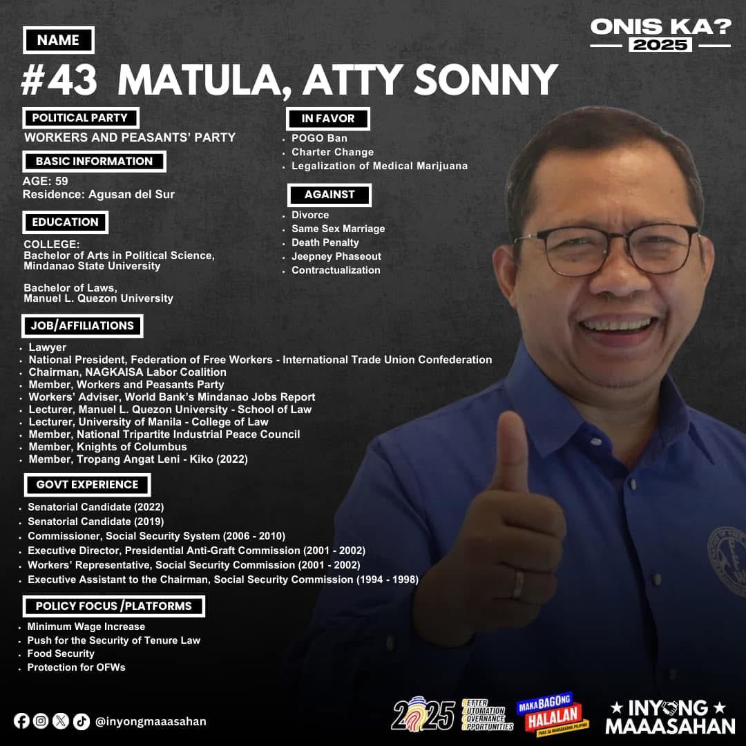 LeniQatar's tweet photo. TLR-Q supports below for Senators in #Halalan2025:
#51PangilinanKiko
#45MendozaHeidi
#43MatulaSonny
#25EspirituLuke
#17CastroFrance
#5AquinoBam

Pubmats ctto below:
https://t.co/hQ4ayimsDS https://t.co/rPlLYhFiTO