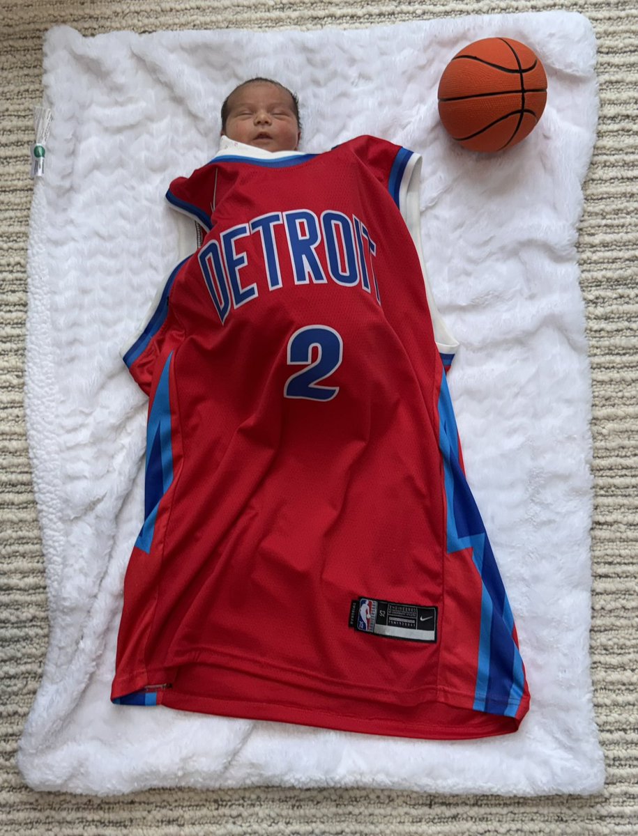 sbolek1's tweet photo. The biggest (smallest) Pistons fan is excited to watch her first game today and watch Cade Cunningham hoop. 

@DetroitPistons https://t.co/4N7qGrqRXK