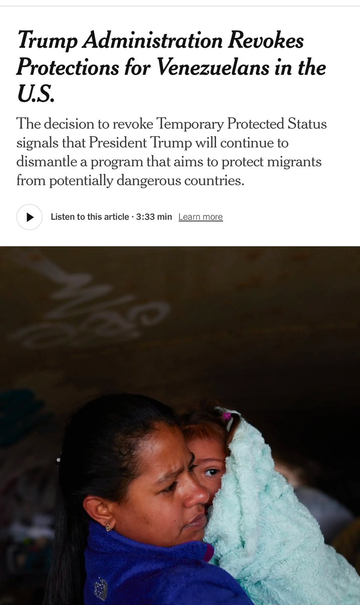 Trump elimina el TPS para los venezolanos que lo obtuvieron en 2023 (aproximadamente 300 mil venezolanos perderán su protección migratoria en 60 días)