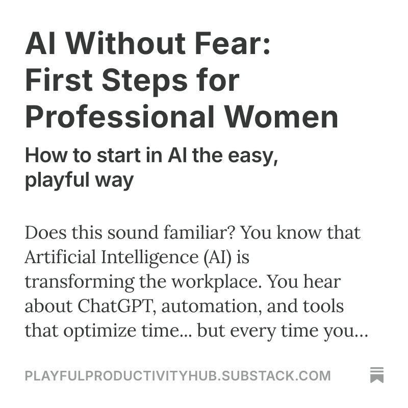 Hi friends, 

I've just sent out another issue of my newsletter and this one is about getting started in AI without stress and tech language. 
Many folks here already now a lot, and are creating businesses with AI, but there is a whole world of people who look the other way