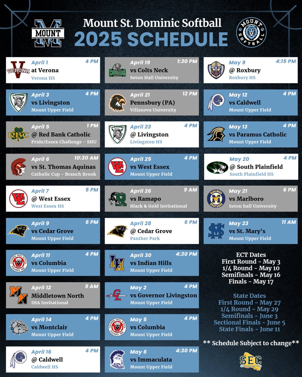 MSDA Softball (@msda_sb) on Twitter photo 2025 Schedule updated. Looking forward to the season. <a href="/Jake_Aferiat/">Jake Aferiat</a> <a href="/MSDA_Lions/">MSDA Lions Athletics</a> <a href="/Chattermeister/">Steven Tober</a> <a href="/nj_athletics/">NJ Athletics</a> <a href="/usatodayhss/">USA TODAY HSS</a> #thestandardisthestandard #mount 2025 Schedule updated. Looking forward to the season. <a href="/Jake_Aferiat/">Jake Aferiat</a> <a href="/MSDA_Lions/">MSDA Lions Athletics</a> <a href="/Chattermeister/">Steven Tober</a> <a href="/nj_athletics/">NJ Athletics</a> <a href="/usatodayhss/">USA TODAY HSS</a> #thestandardisthestandard #mount