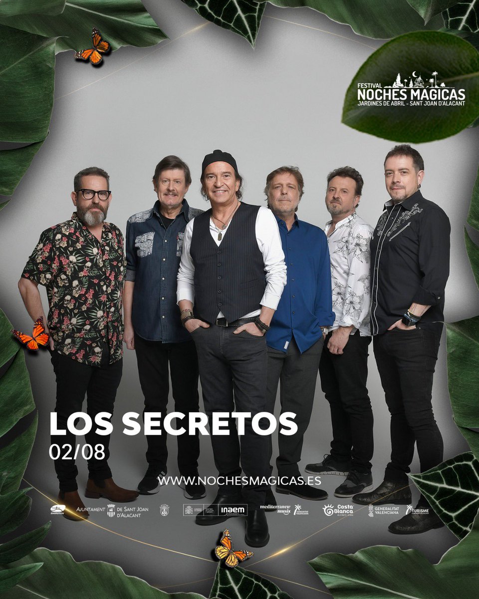 Ya os podemos anunciar que el 2 de agosto Los Secretos estaremos en el Festival Noches Mágicas. El concierto tendrá lugar en los Jardines de Abril en Sant Joan d’Alacant y las entradas ya están a la venta.

Más información y venta de entradas en: nochesmagicas.es/concierto/80s-…
