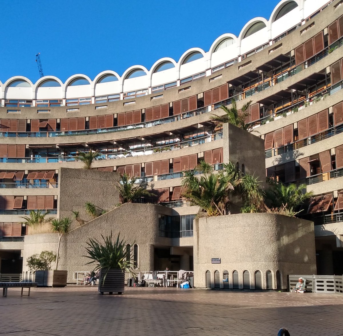 An interesting visit to the Barbican today, a 1950s vision of an urban village in the middle of London with communal spaces and no cars. It still works so well today, but a one bedroom flat would set you back about £850,000.