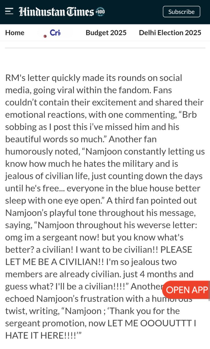 Aleksan58701334's tweet image. ARMY 💜 beware ....look what some reporters saying ..it's bulshit...RM never said he hated his military service. @HindustanTimes sharing bug lies ... They don't know that behind the BTS run Army 💜?
#armybts,#Barahae