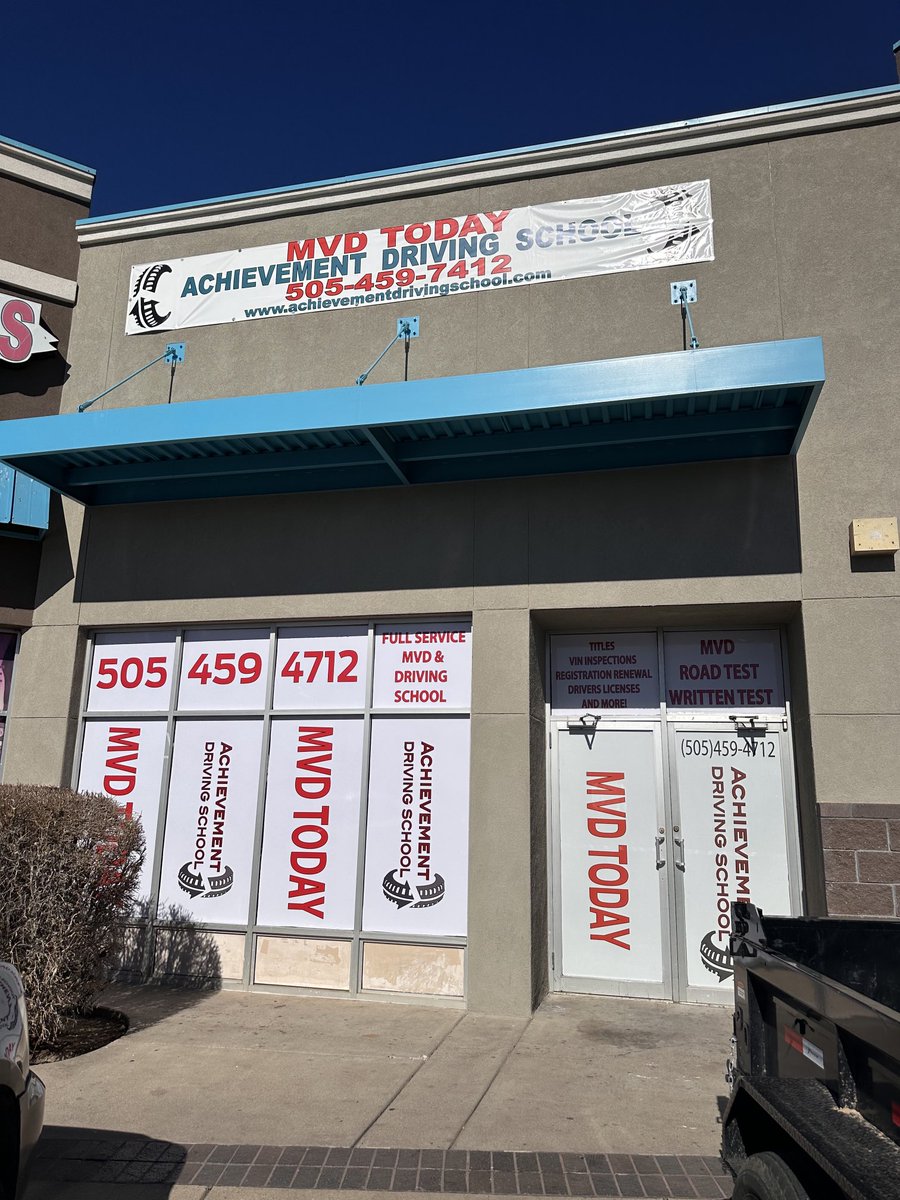 The new full service Mvd and driving school 4th And Montano Suite D stop by and see me if you need a new license to register a vehicle a VIN inspection and more!!